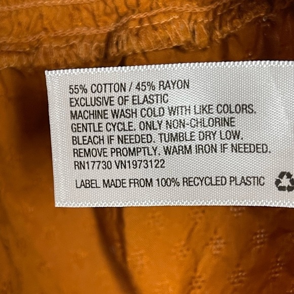 Universal Thread Rust Peplum Linen Bishop 3/4 Sleeve Blouse Top Size Medium - Picture 8 of 11